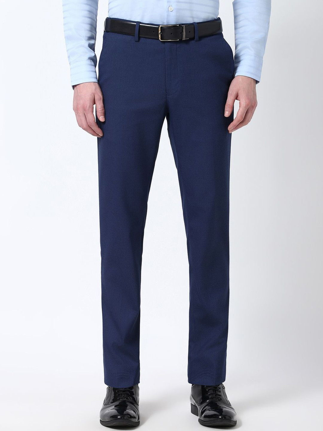 

Peter England Men Slim Fit Formal Trousers, Navy blue