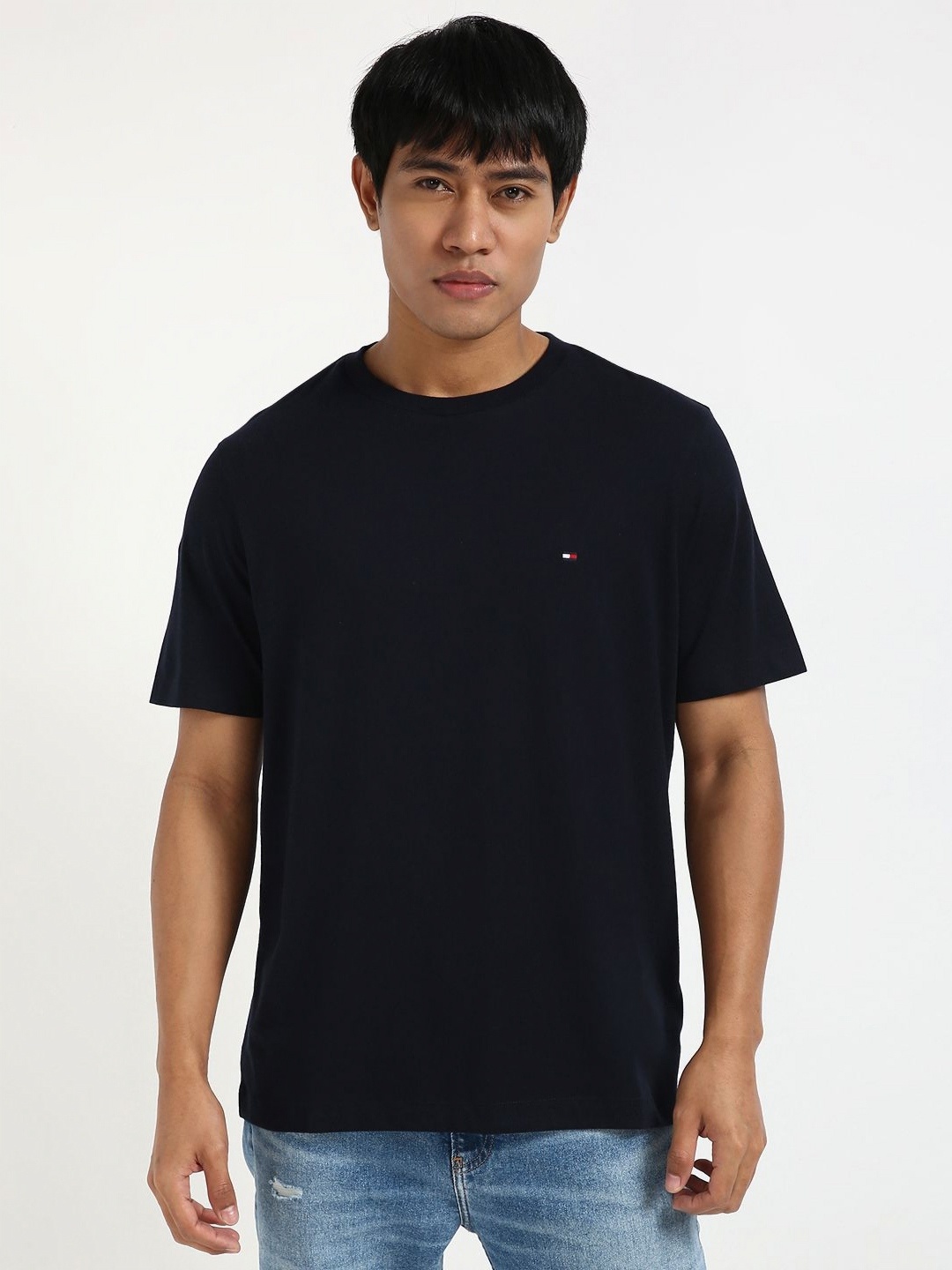 

Tommy Hilfiger Men Solid Round Neck Cotton T-shirt, Navy blue