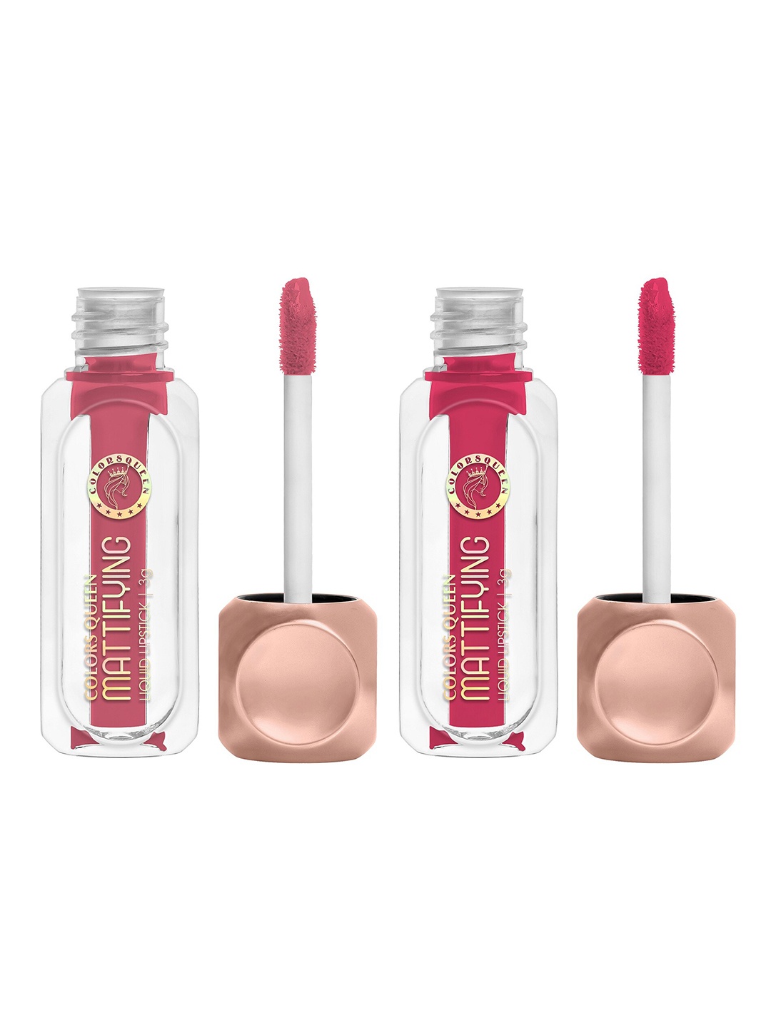 

Colors Queen Mattifying Set Of 2 Non-Transfer Lipstick 3 ml Each - Poppy 12 & Brick 16, Pink