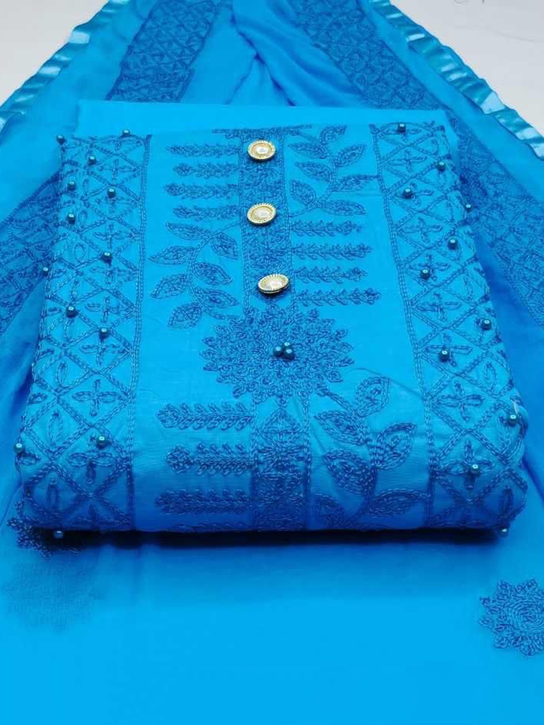 

Suha Unstitched Dress Material, Blue