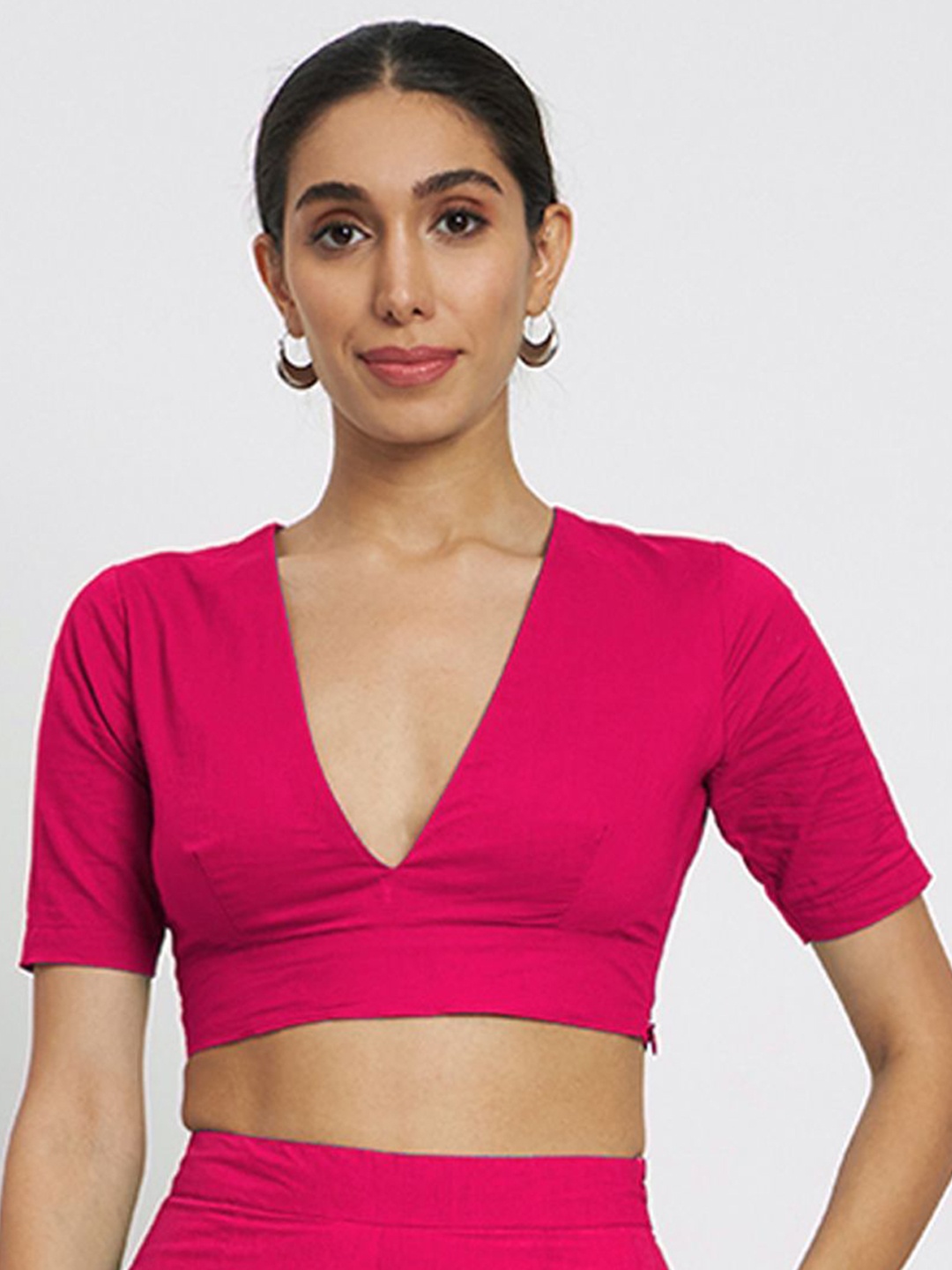 

Thevasa Divine Depth V-Neck Blouse, Pink