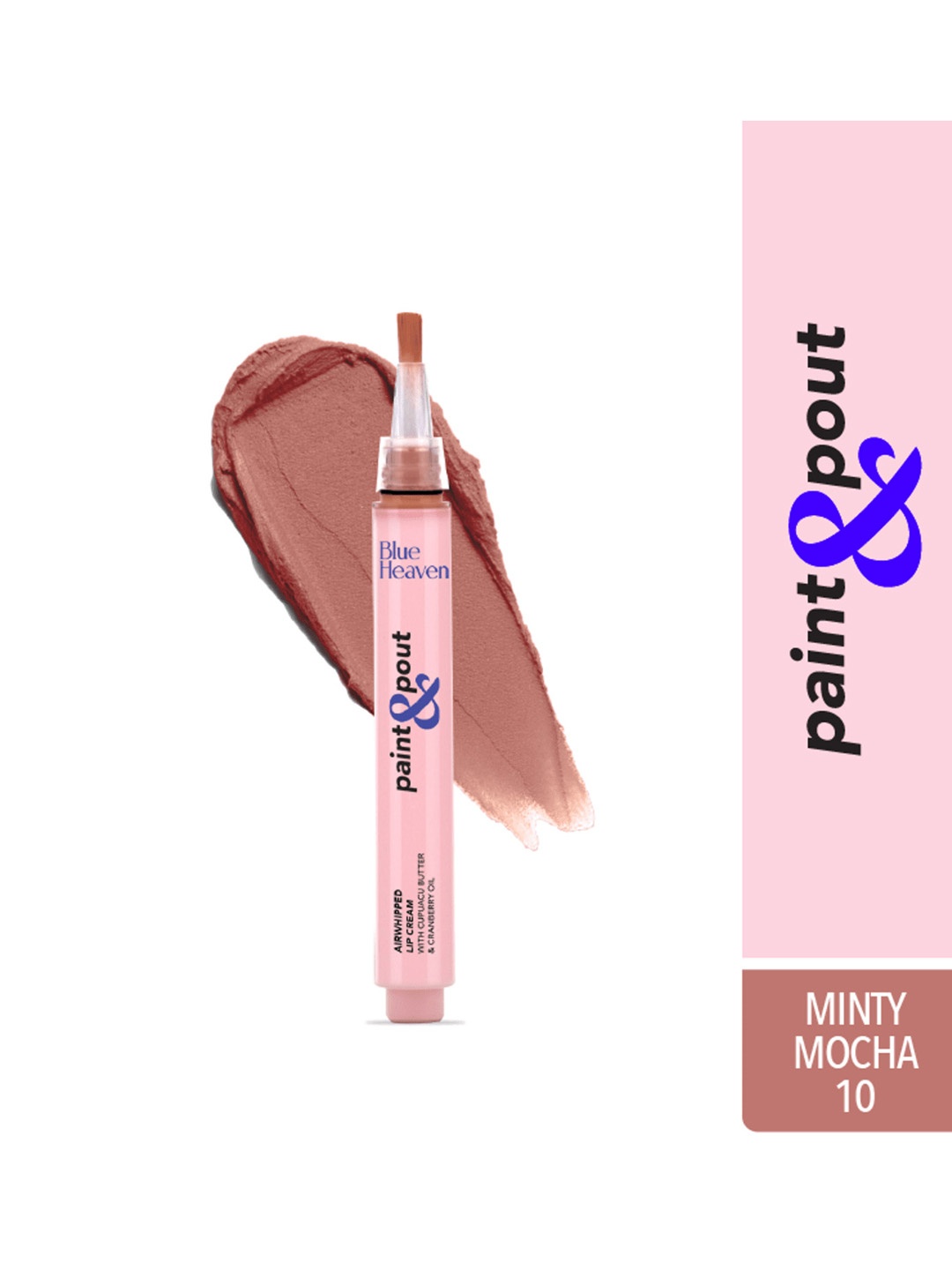 

Blue Heaven Paint & Pout Lightweight Soft Matte Airwhipped Lip Cream 2 ml - Minty Mocha 10, Brown