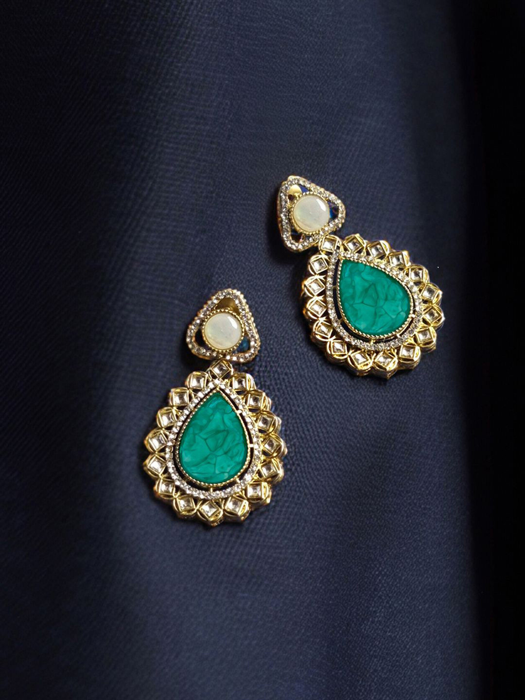 

Kalakrith Milano Leaf Shaped Drop Earrings, Teal