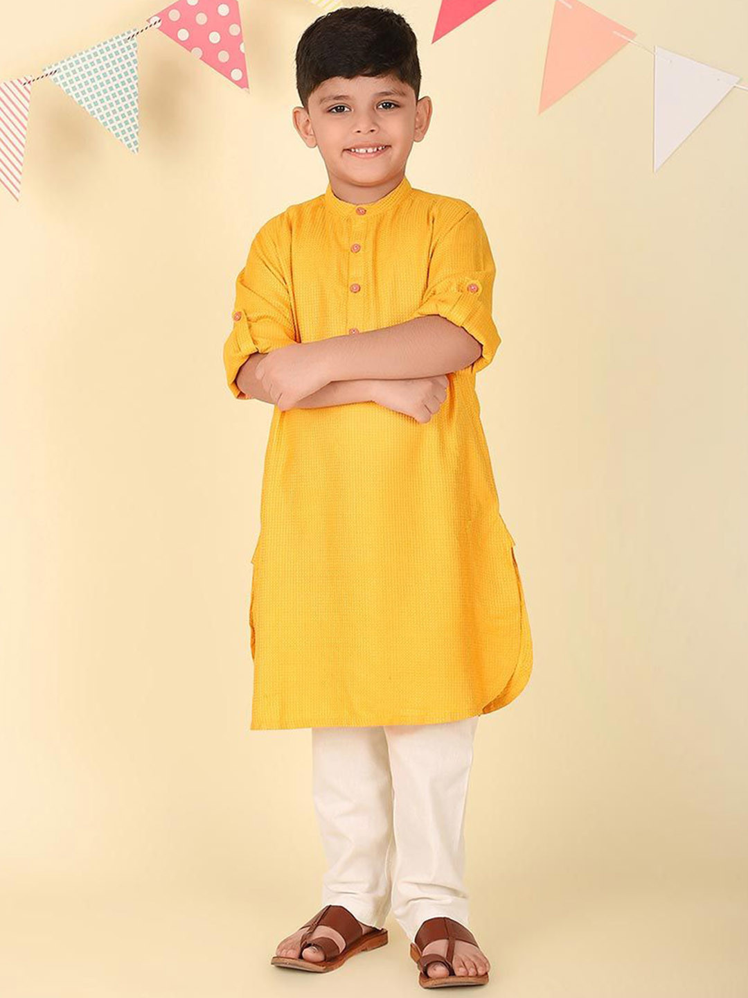 

Fabindia Boys Thread Work Kurta, Yellow