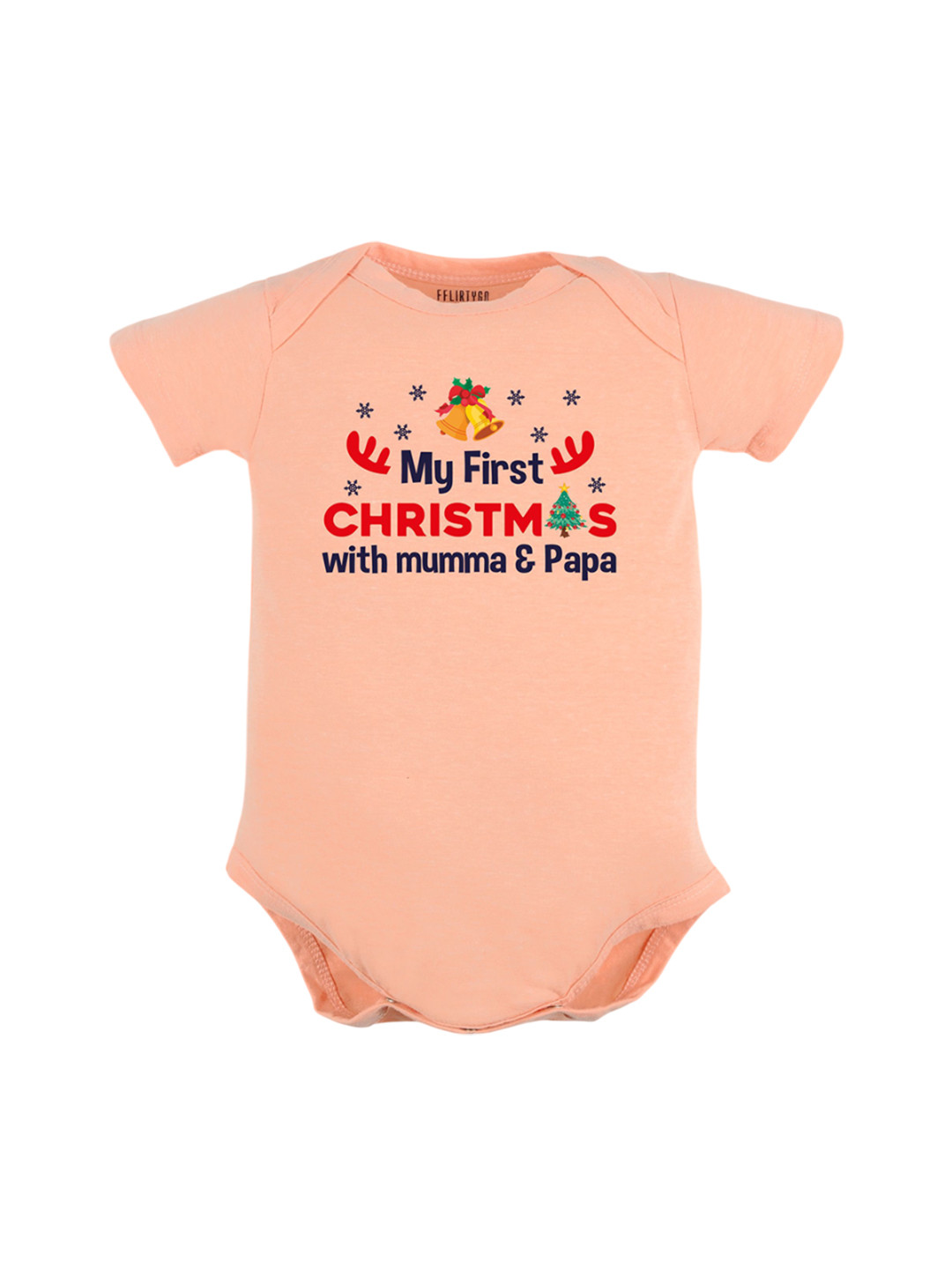 

FFLIRTYGO Infants Printed Pure Cotton Bodysuit, Peach