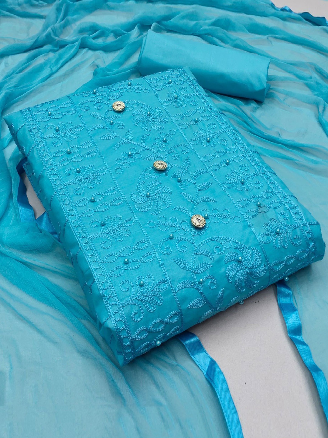 

Suha Unstitched Dress Material, Blue