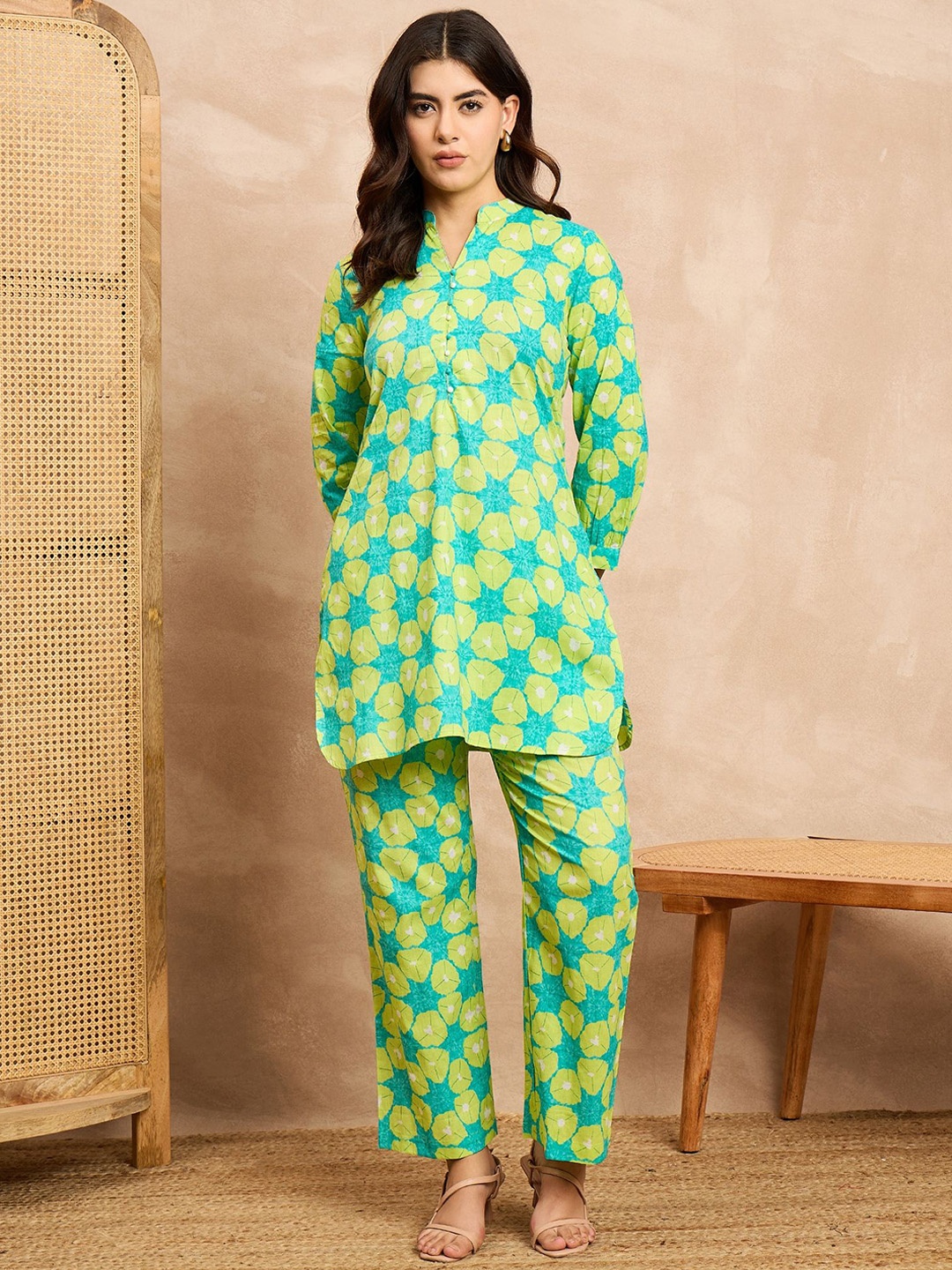 

All About You Women's Printed Co-ords Set, Green