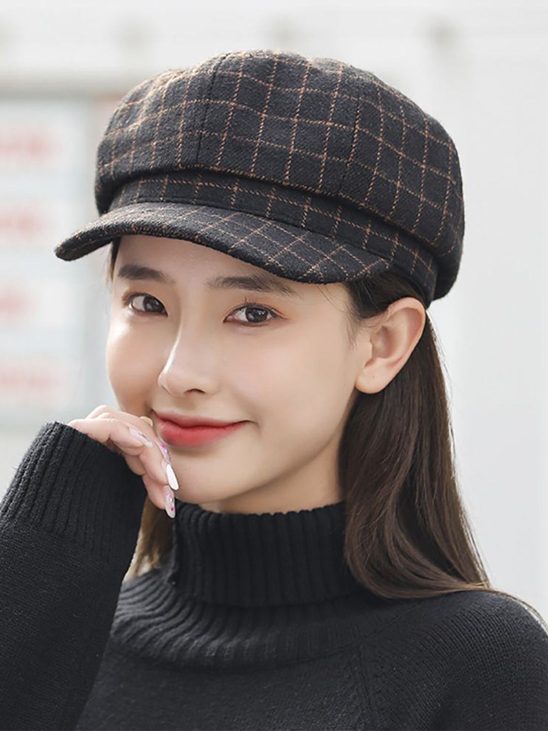 

StyleCast x Revolte Women Printed Ascot Cap, Black