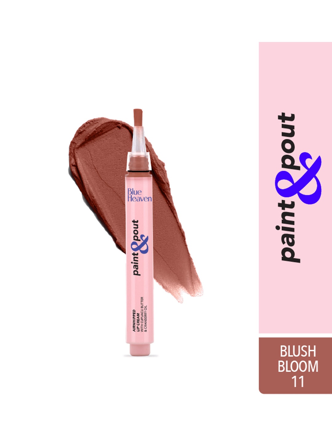 

Blue Heaven Paint & Pout Lightweight Soft Matte Airwhipped Lip Cream 2 ml - Blush Bloom 11, Brown