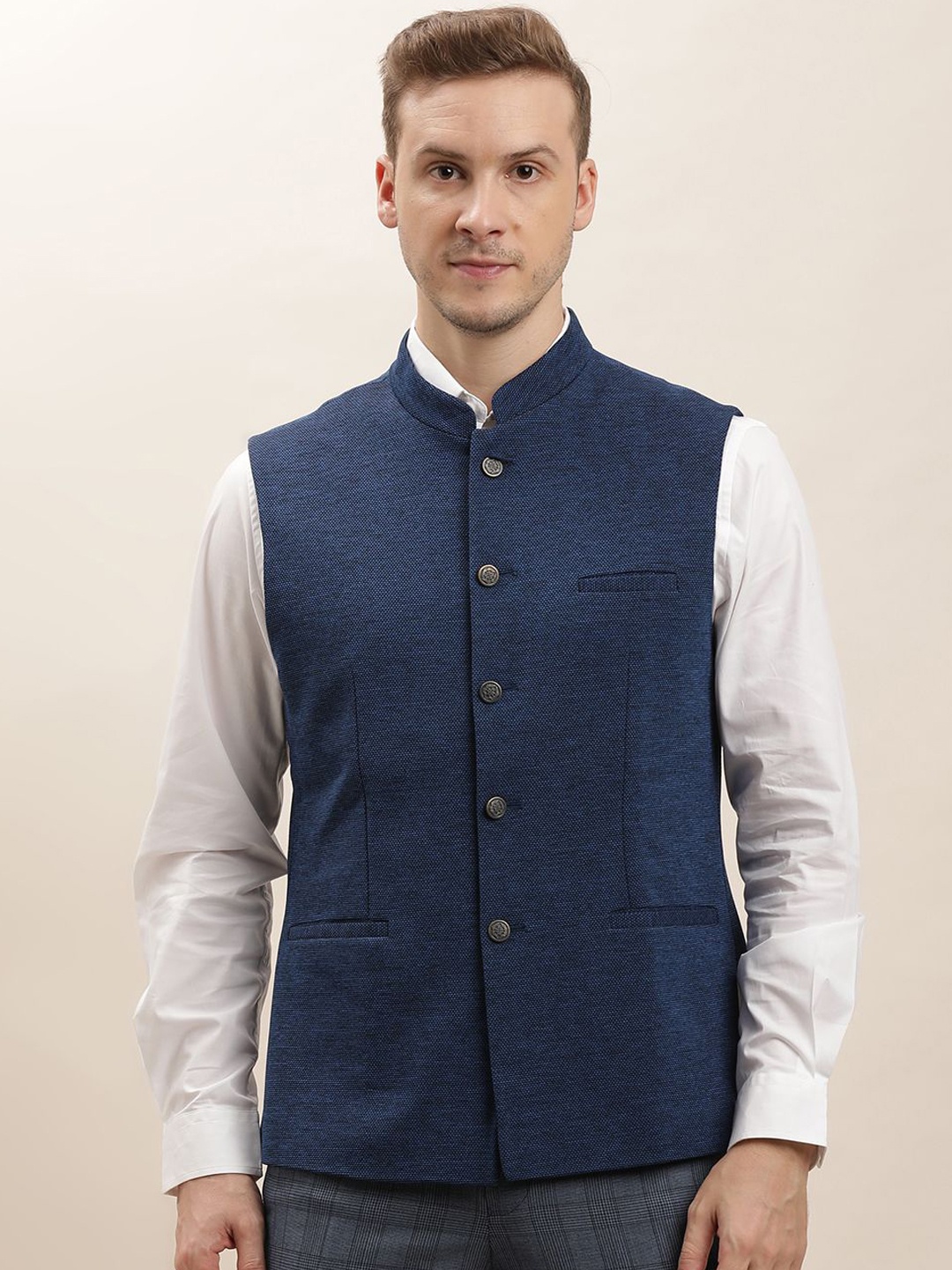 

Turtle Women Pure Cotton Nehru Jacket, Blue