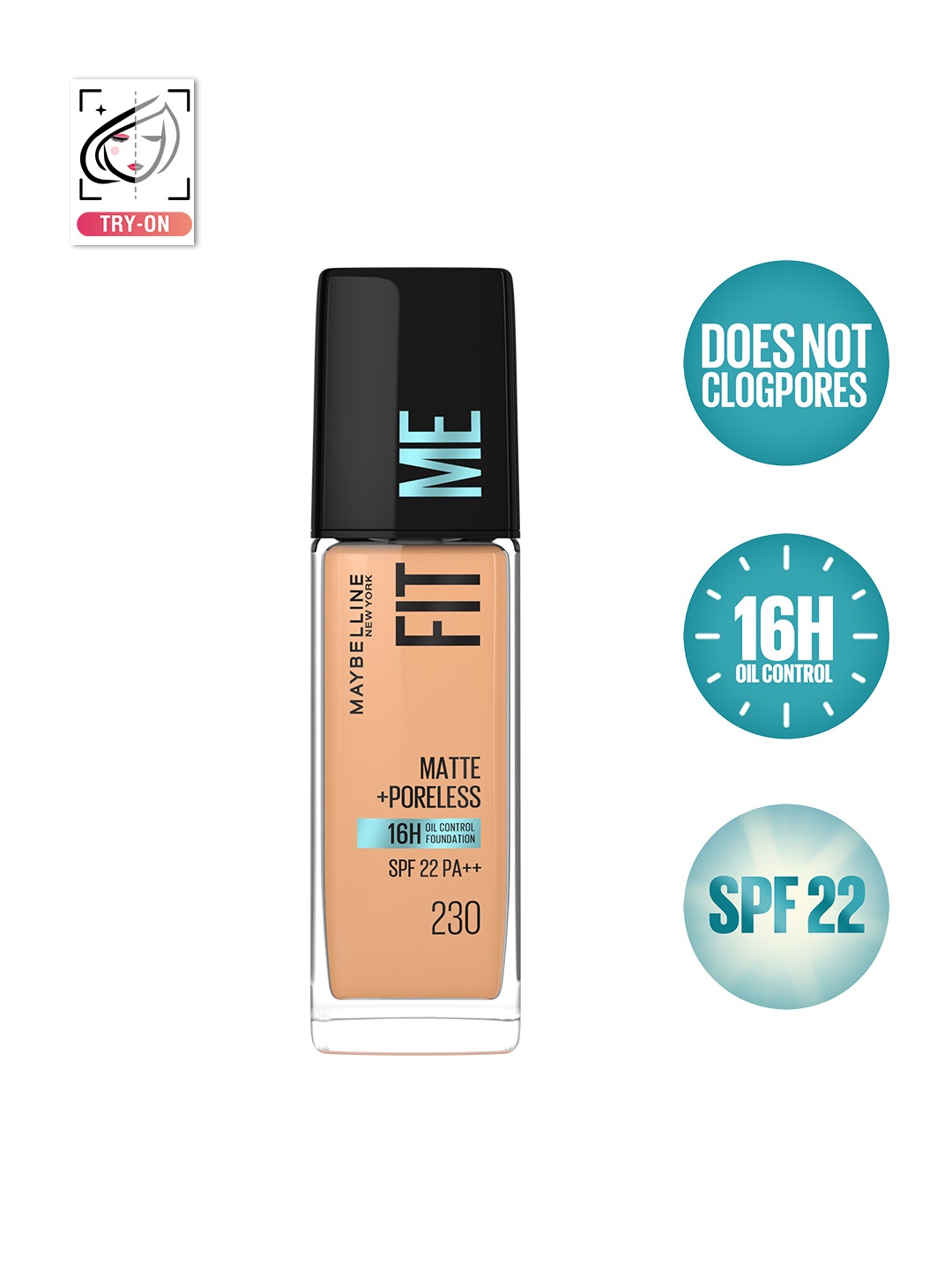 

Maybelline New York Fit Me Matte+Poreless Liquid Foundation 30 ml - Natural Buff 230, Beige