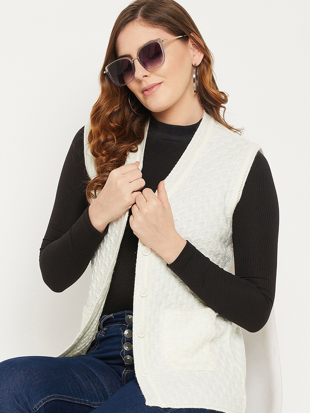 

Zigo Women Cable Knit Cardigan, White