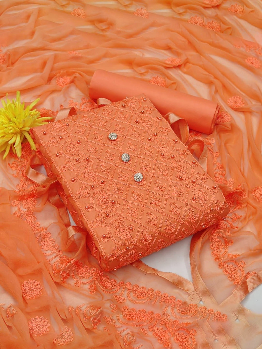 

Suha Unstitched Dress Material, Orange