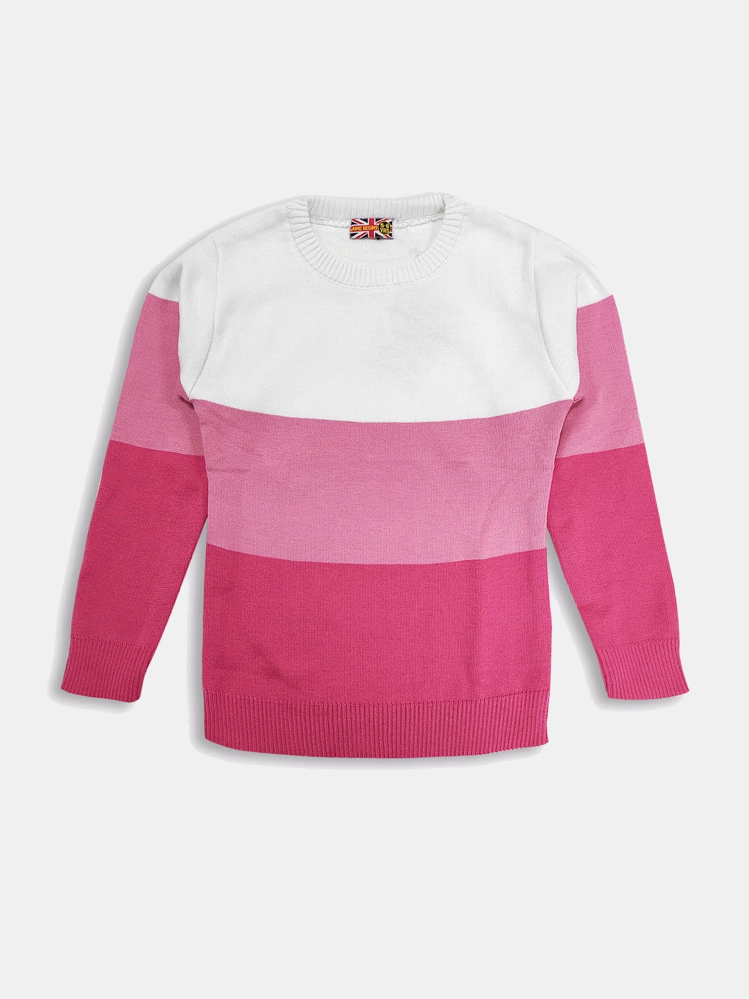 

Here&Now X Game Begins Girls Acrylic Colourblocked Pullover, Pink