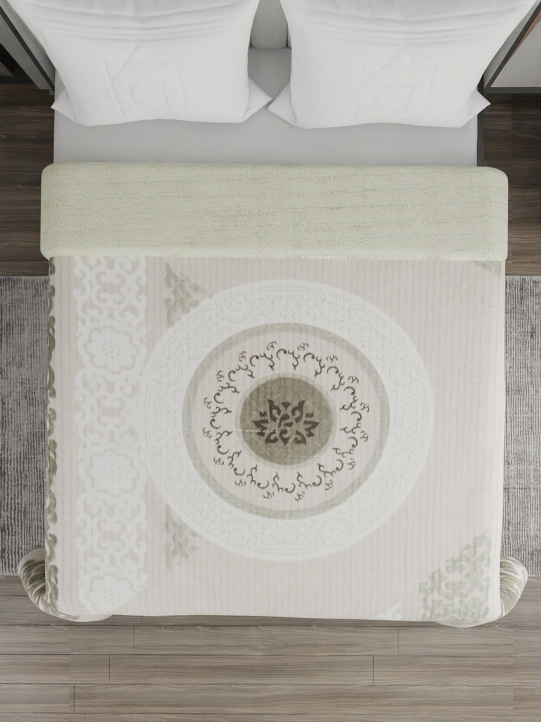 

Aura Lime Green & White Ethnic Motifs Heavy Winter Double Bed Blanket