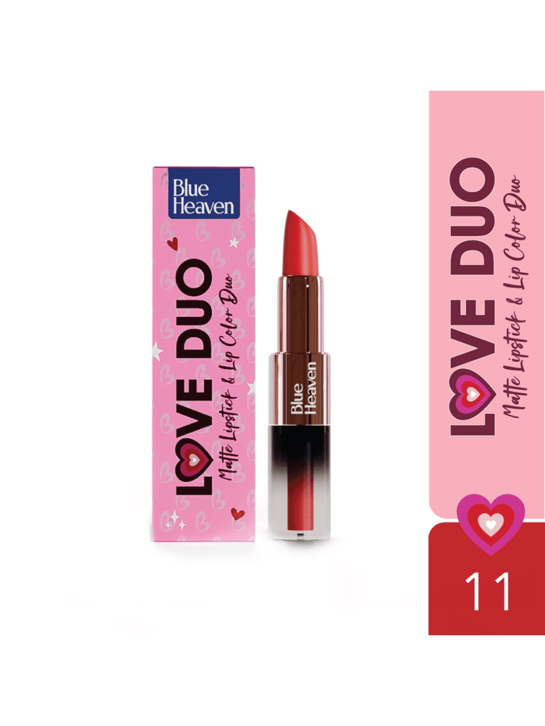 

Blue Heaven Love Duo 2-in-1 Dual-Sided Matte Lipstick & Lip Colour 1.5ml + 4g - Shade 11, Red