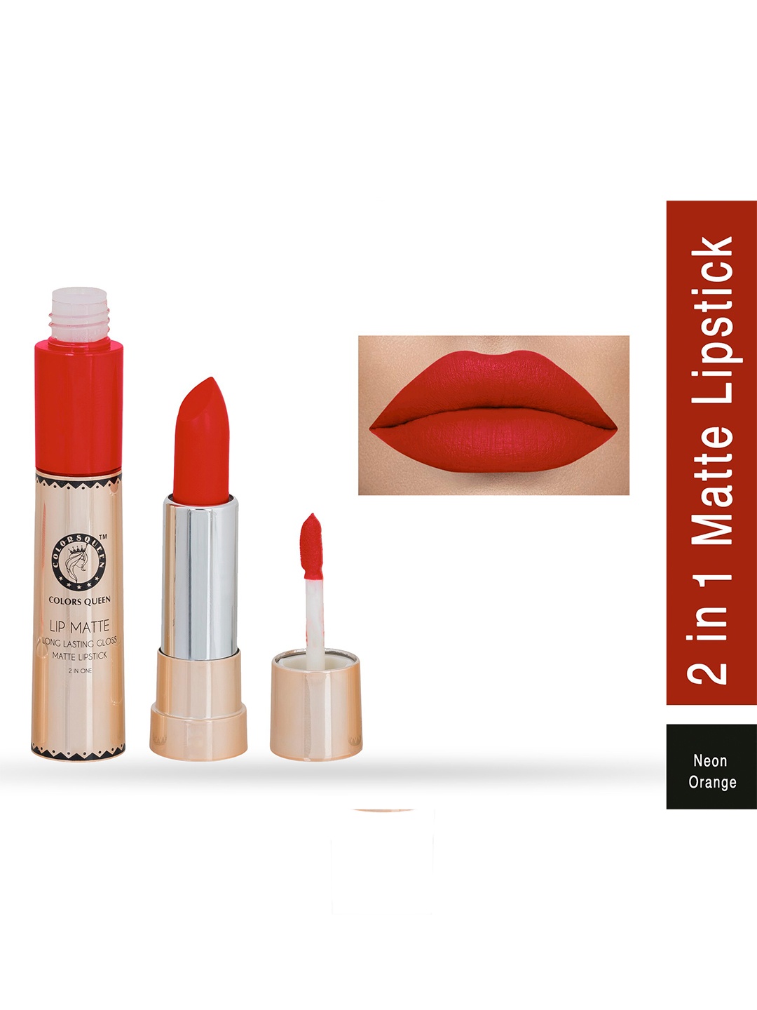 

Colors Queen Lip Matte Long Lasting Gloss 2 in 1 Lipstick 8 g - Neon Orange