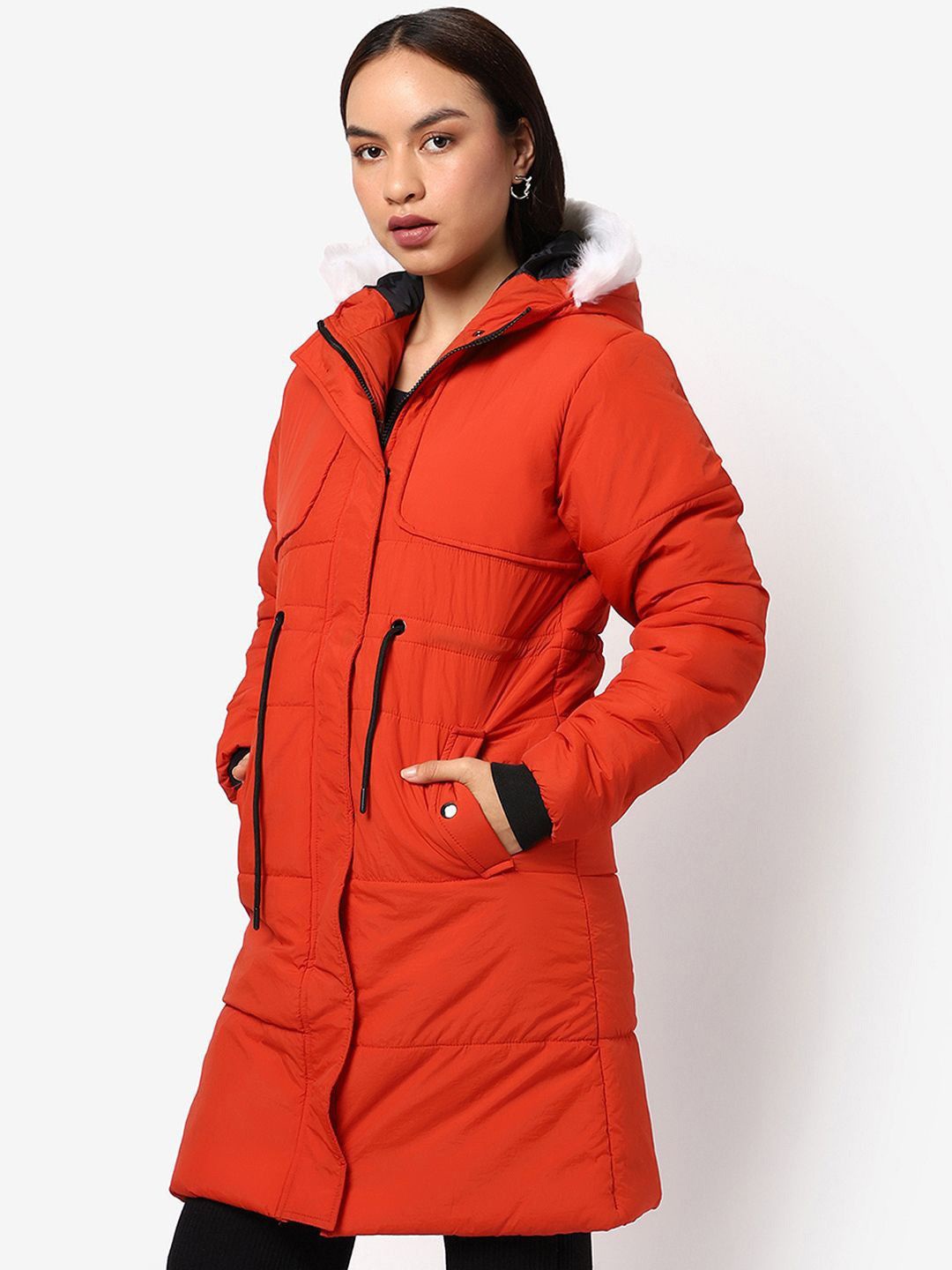 

Campus Sutra Women Lightweight Biker Jacket, Orange