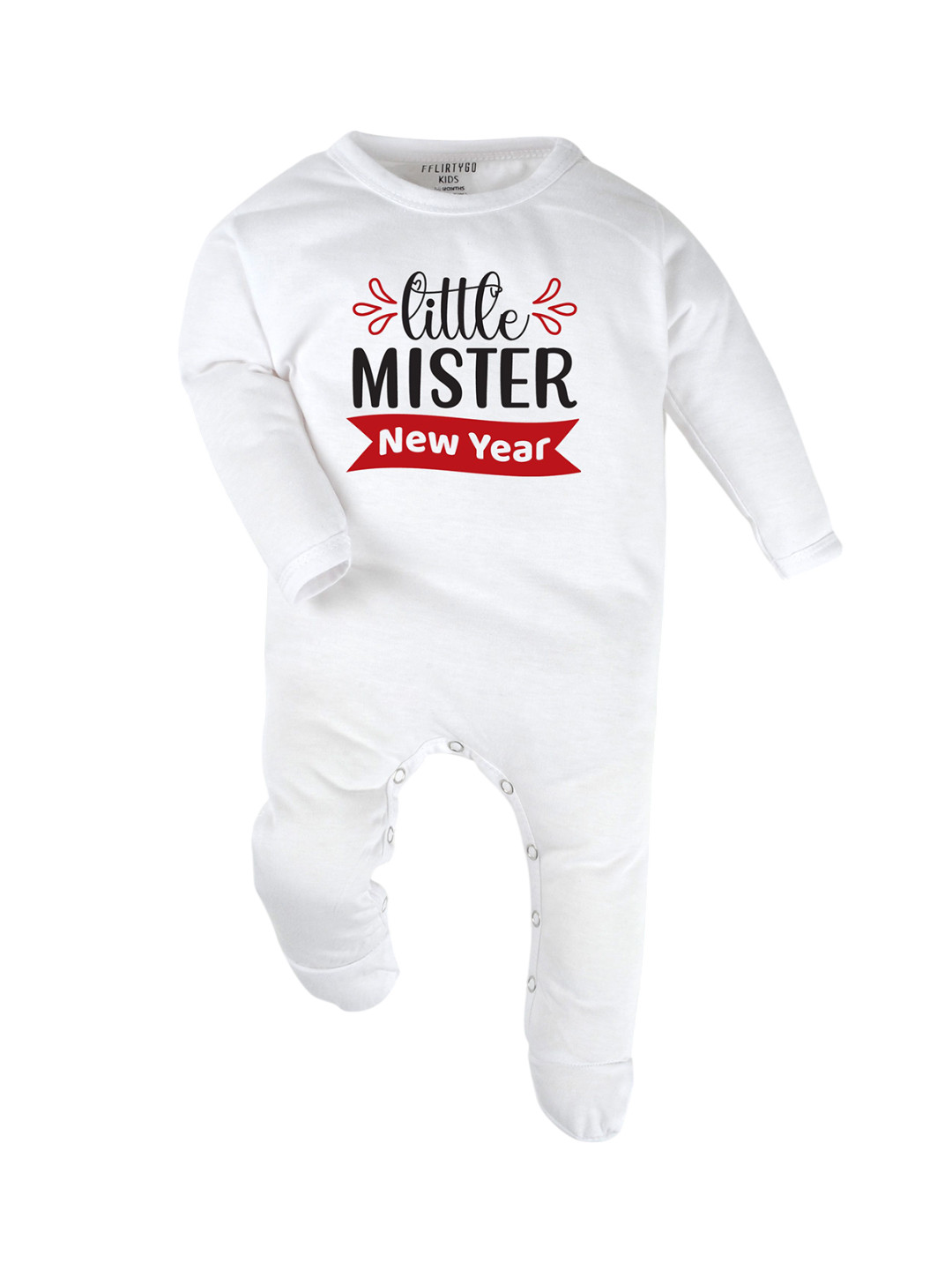 

FFLIRTYGO Infants Printed Pure Cotton Sleepsuit, White