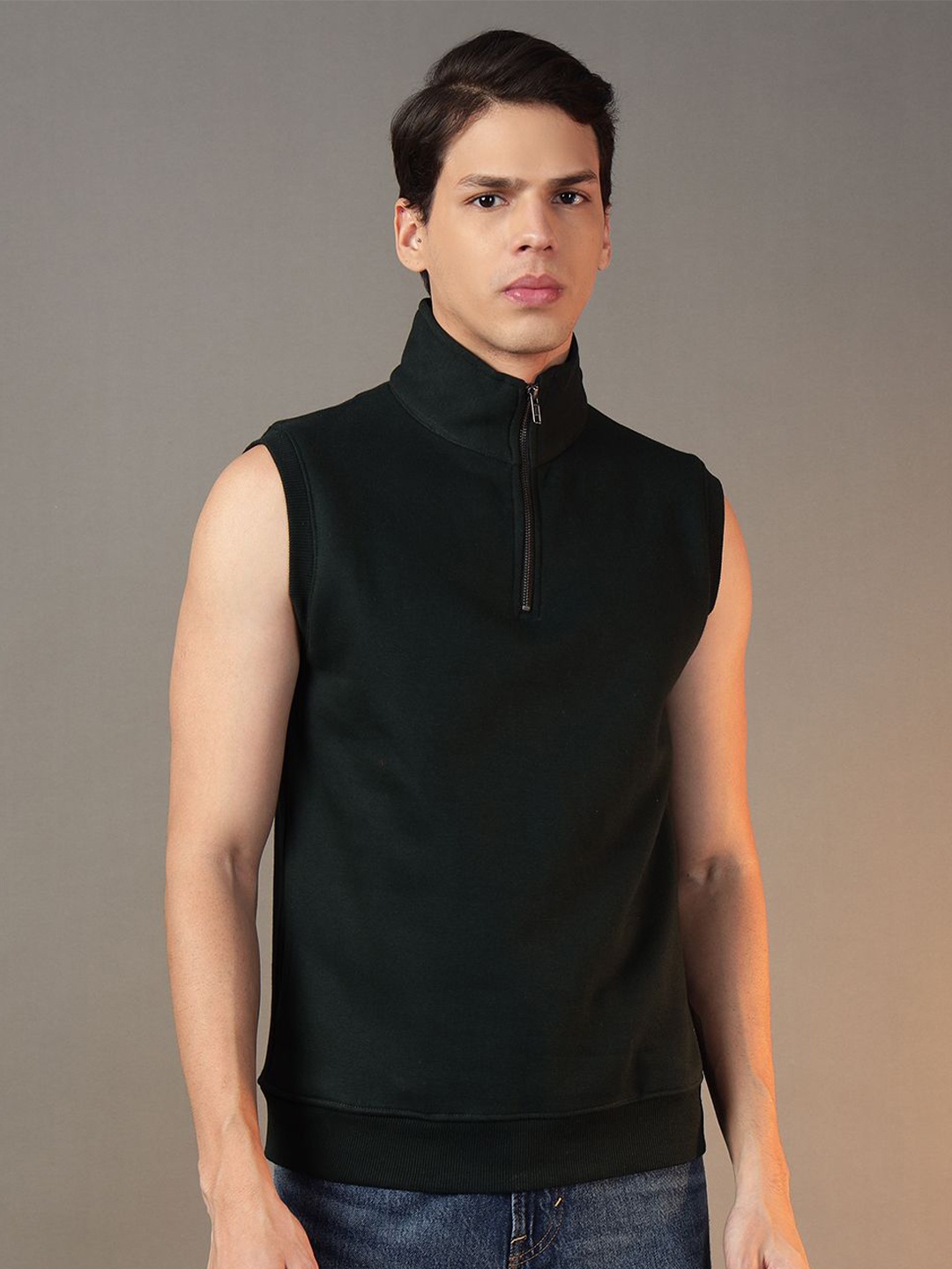 

FCK GOLD Men Mock Collar Sweatshirt, Black