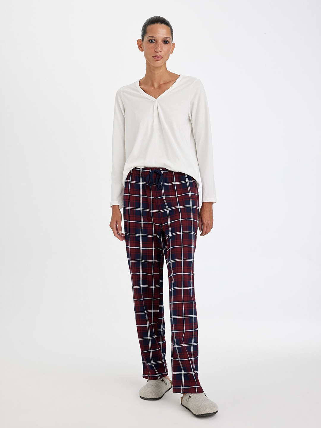 

DeFacto Printed Top & Trousers Night Suits, White