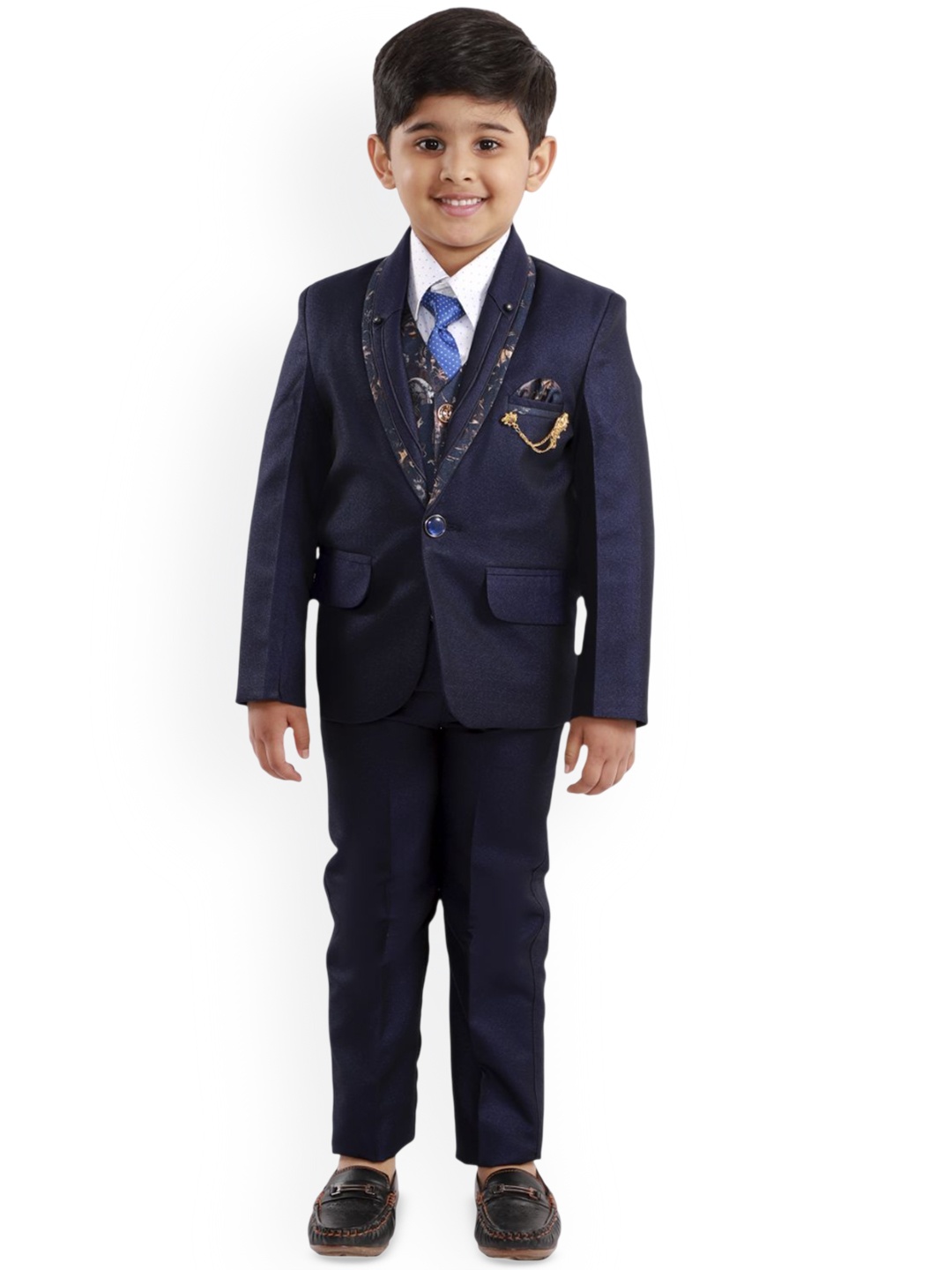 

BAESD Boys Single-Breasted Shawl Collar 5-Piece Suit, Blue