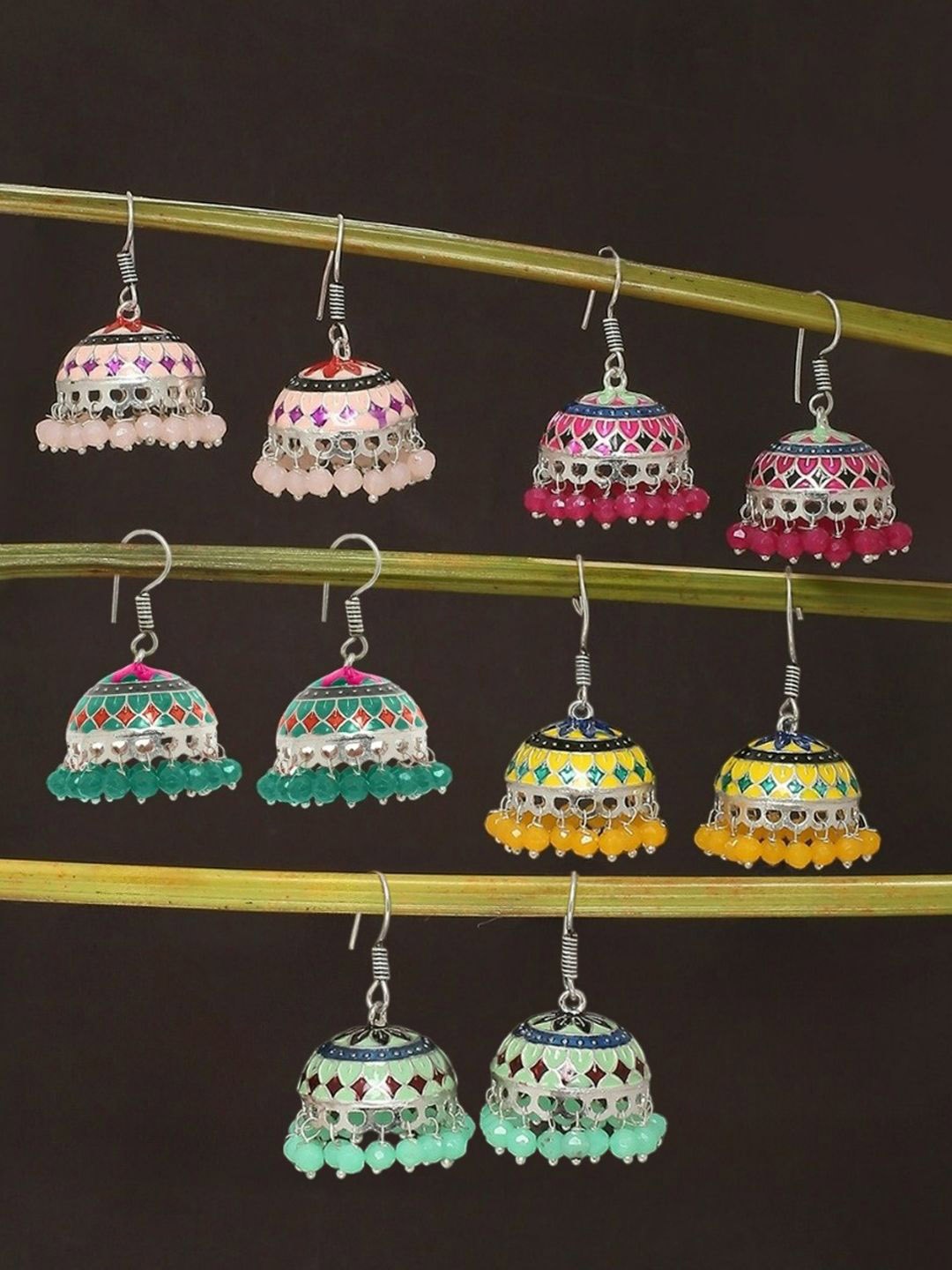 

Anouk Dome Shaped Jhumkas Earrings, Green