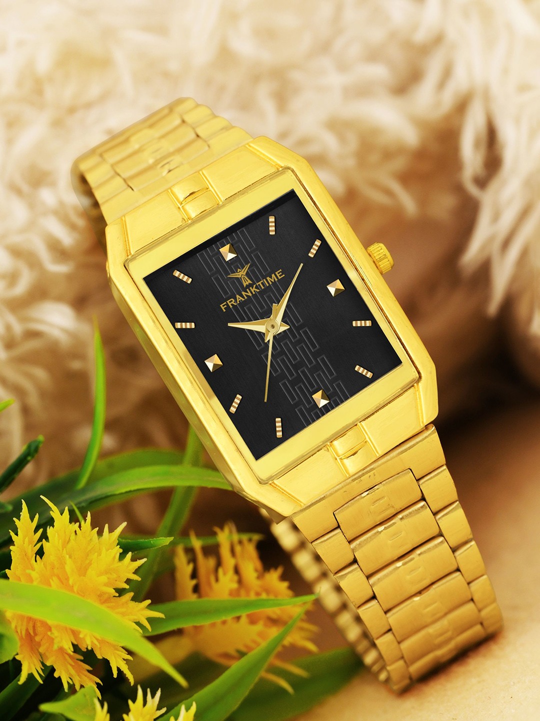 

Franktime Men Brass Dial & Stainless Steel Straps Analogue Watch FT-0053 BLG, Gold