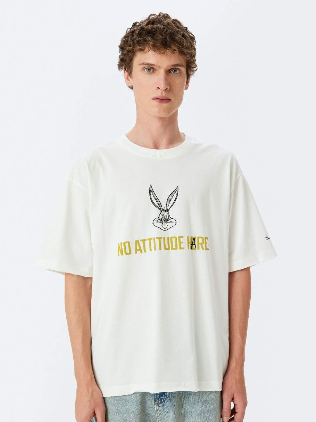 

Koton Men Typography Printed Round Neck Cotton Oversized T-shirt, White