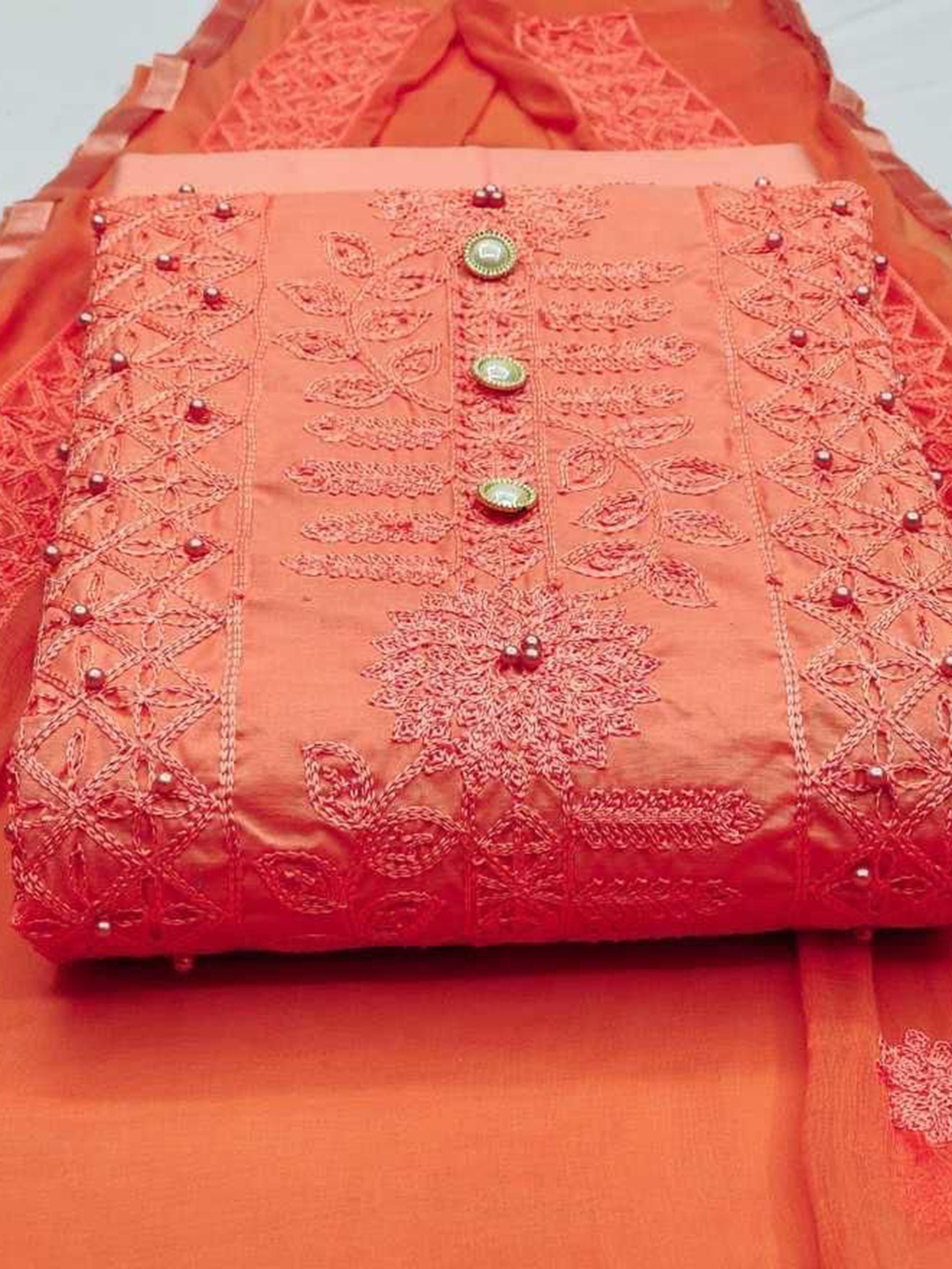 

Suha Unstitched Dress Material, Orange
