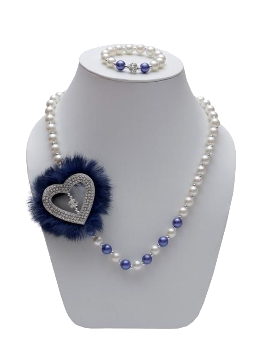 

Daizy Girls Heart Pearl Beaded Jewellery Set, Blue