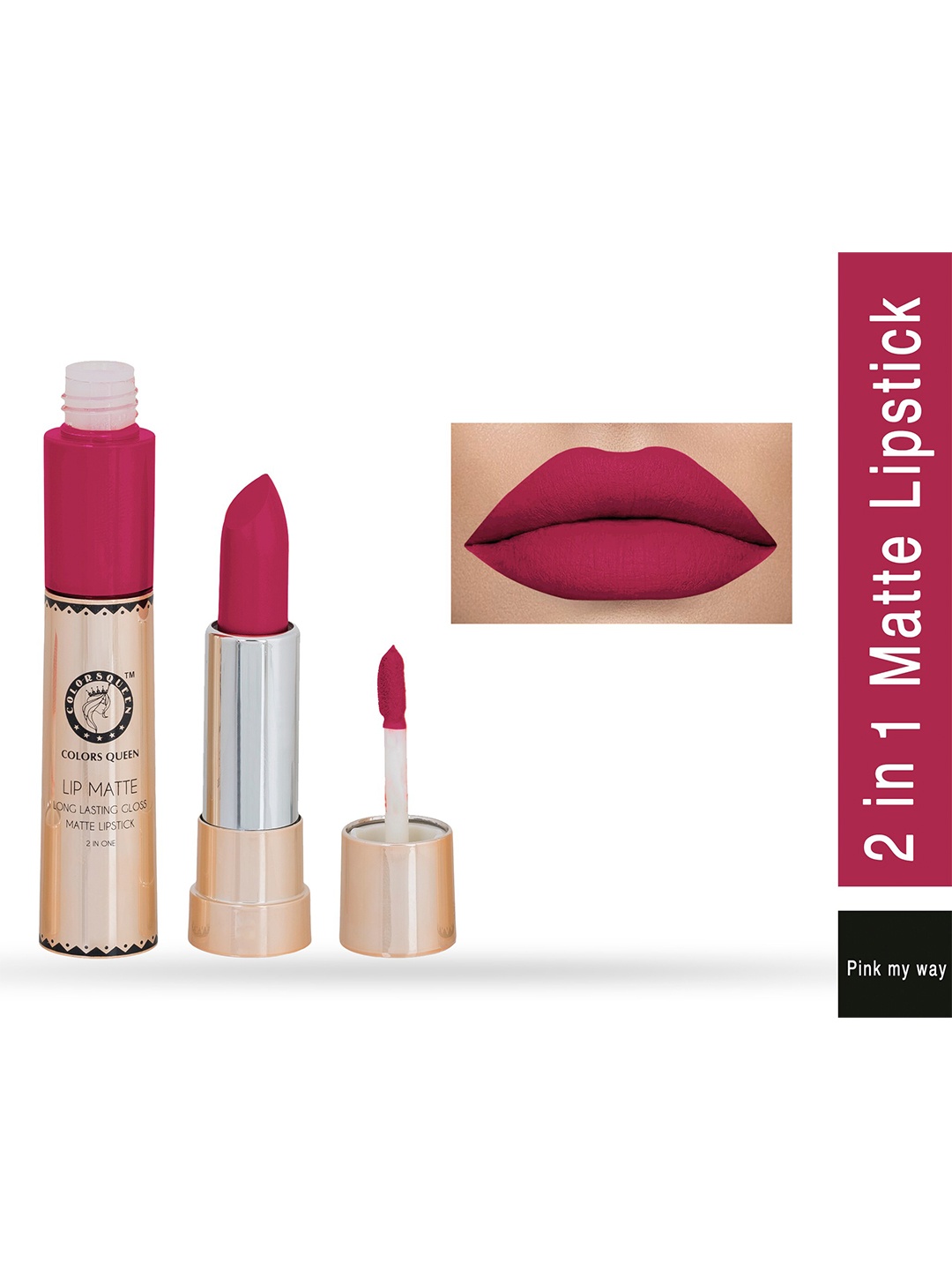 

Colors Queen Lip Matte Long Lasting Gloss 2 in 1 Lipstick 8 g - Pink My Way