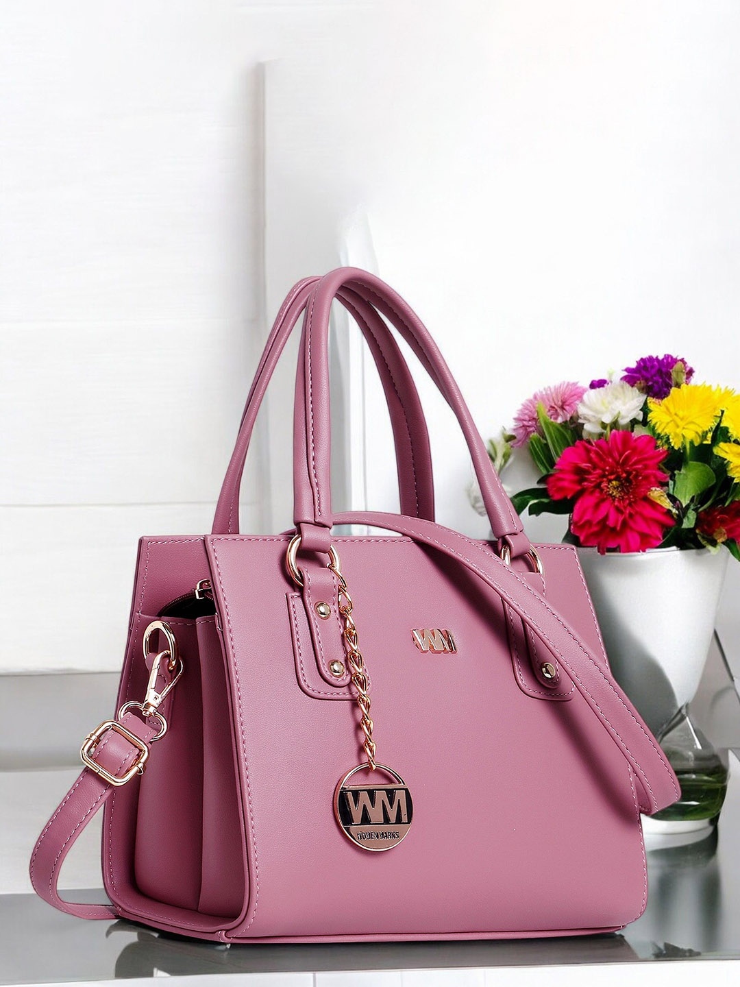 

WOMEN MARKS PU Handheld Bag with Tasselled, Pink