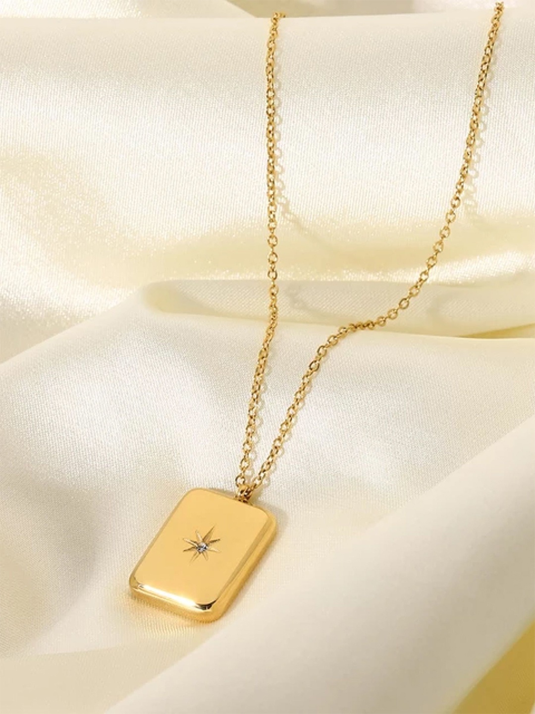 

Avyana Gold-Plated Square Pendants with Chains