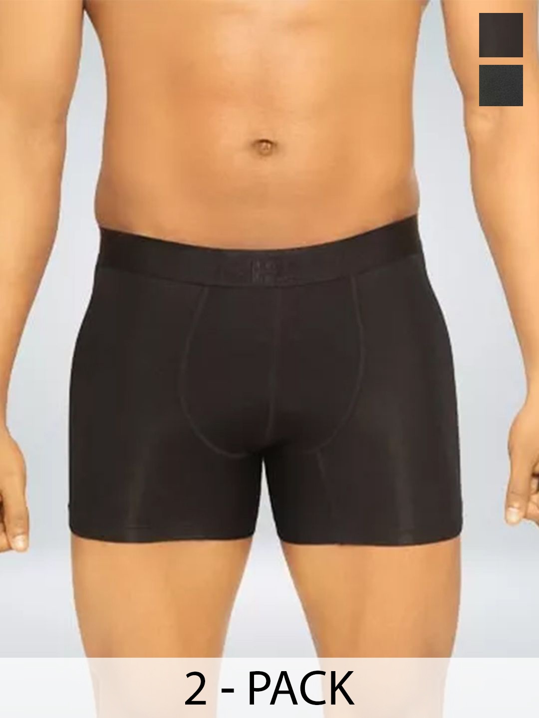 

HIELABS Men Pack Of 2 Outer Elastic Long Trunks CT2024TB_GG, Black
