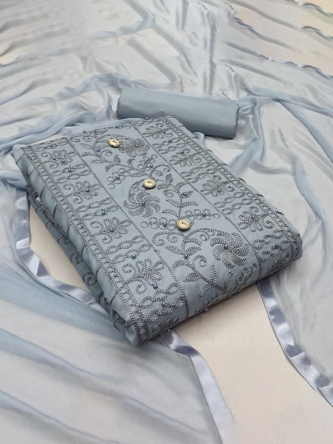 

Suha Unstitched Dress Material, Grey