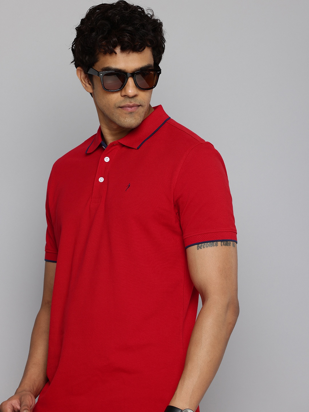 

Indian Terrain Pure Cotton Polo Collar Casual T-shirt, Red