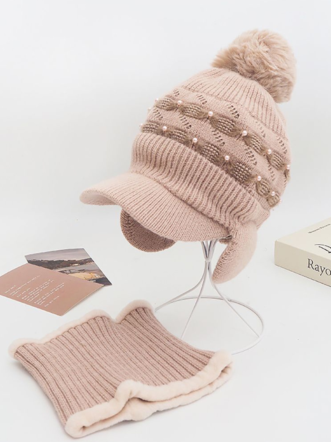

StyleCast x Revolte Women Self Design Beanie Caps, Brown