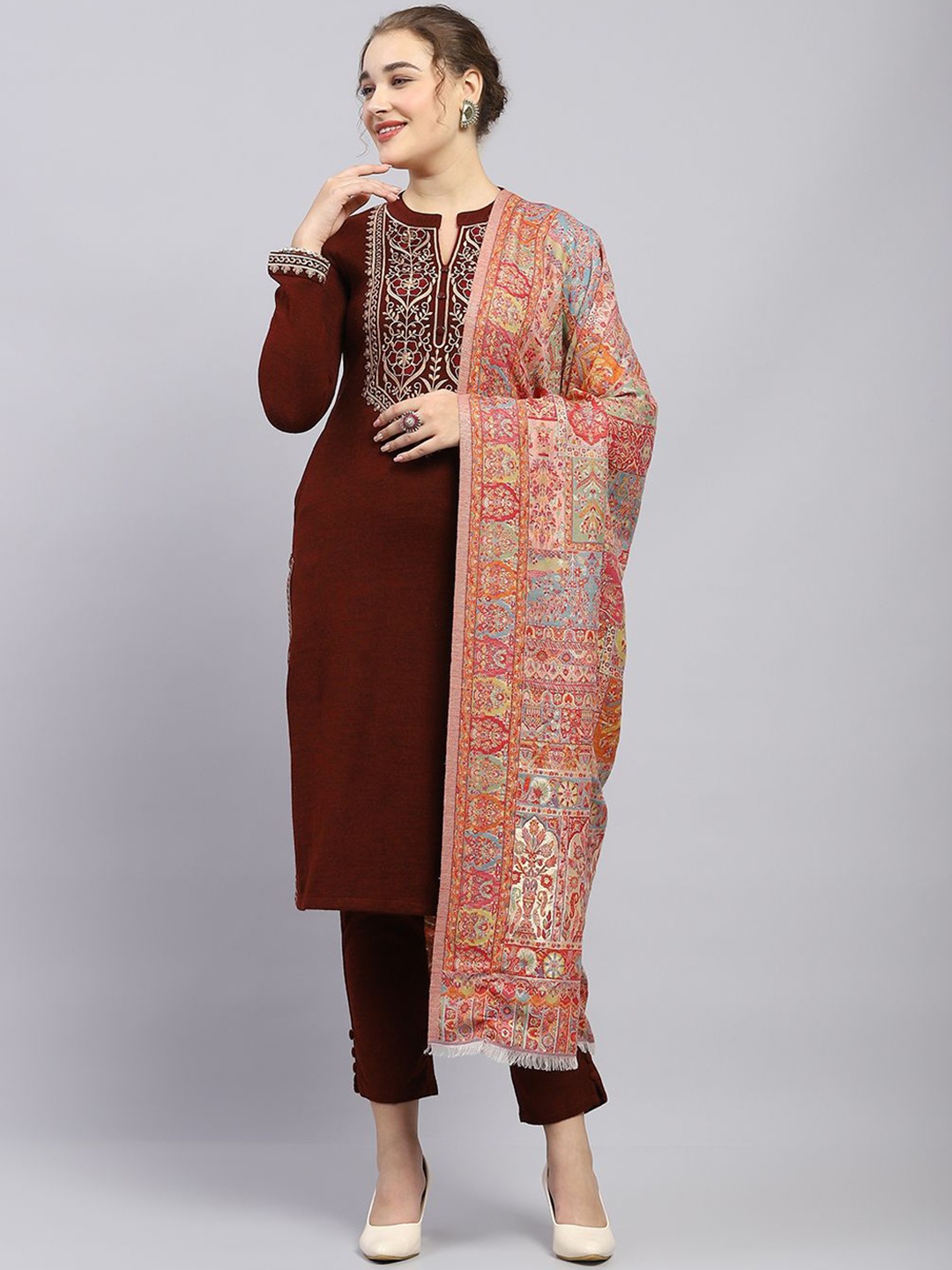 

Monte Carlo Women Ethnic Motifs Printed Shawl, Brown