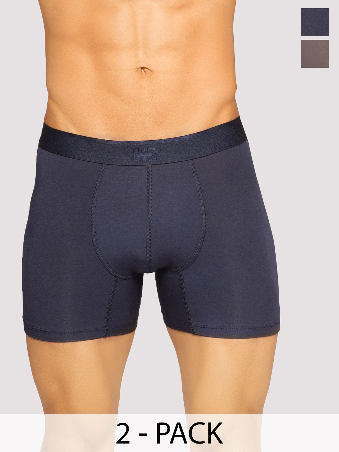 

HIELABS Pack Of 2 Mid Rise Trunks CT2024CL_GG, Navy blue