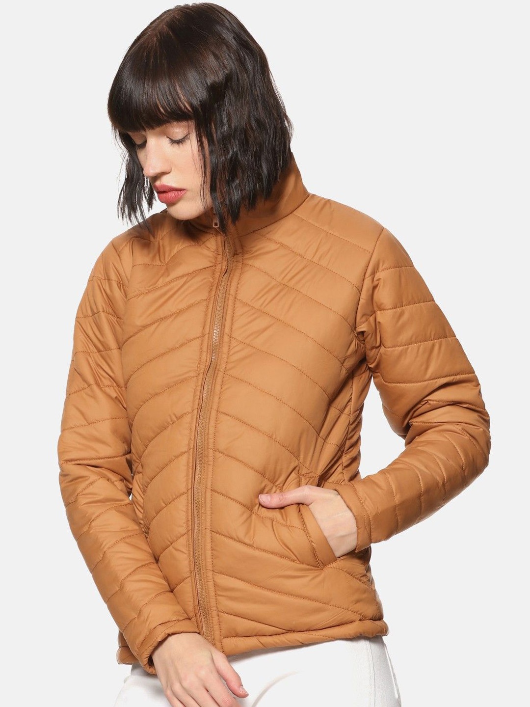 

Campus Sutra Women Lightweight Puffer Jacket, Brown