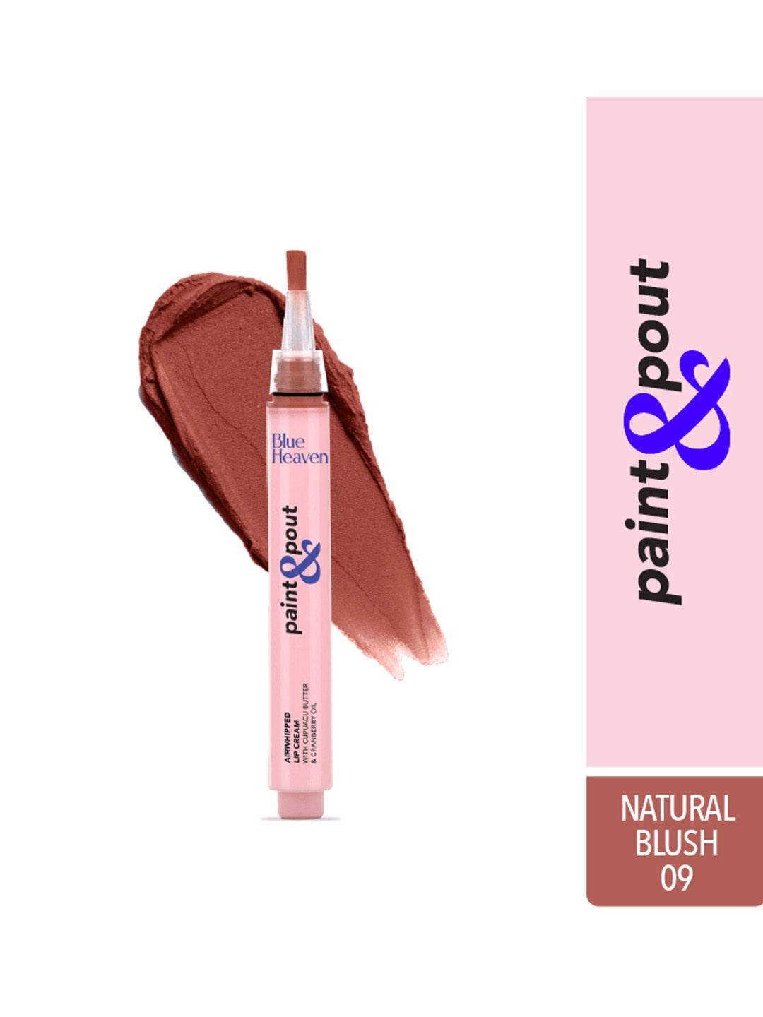 

Blue Heaven Paint & Pout Lightweight Matte Airwhipped Lip Cream 2 ml - Natural Blush 09, Brown