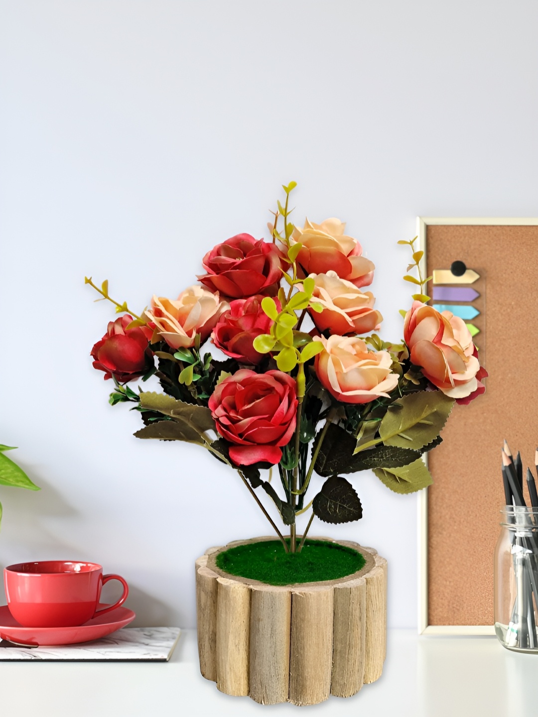 

ARTSY Maroon 1 Pieces Artificial Flower With Pot