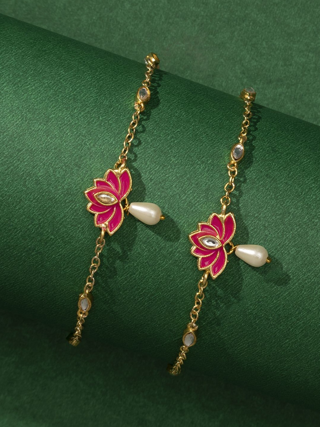 

TEEJH Gold-Plated Anklet, Fuchsia