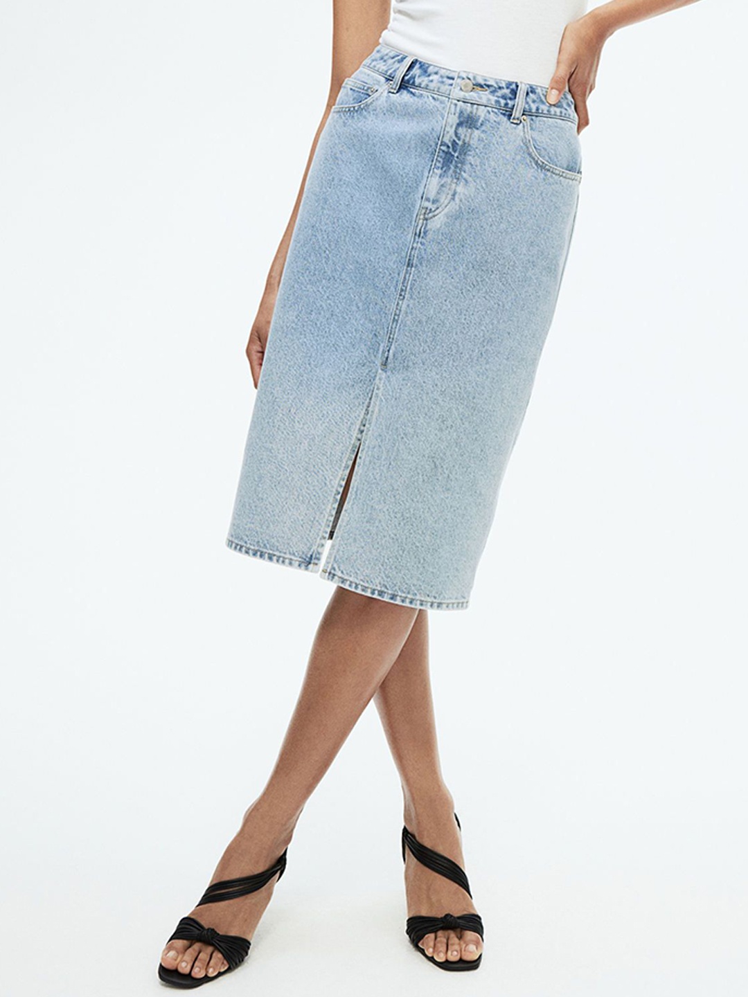 

H&M Women Denim Knee-Length Skirt, Blue