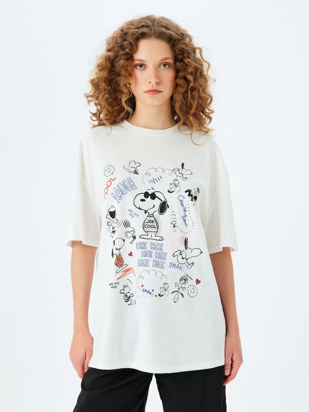 

Koton Women Graphic Printed Relaxed Fit Cotton T-shirt, White