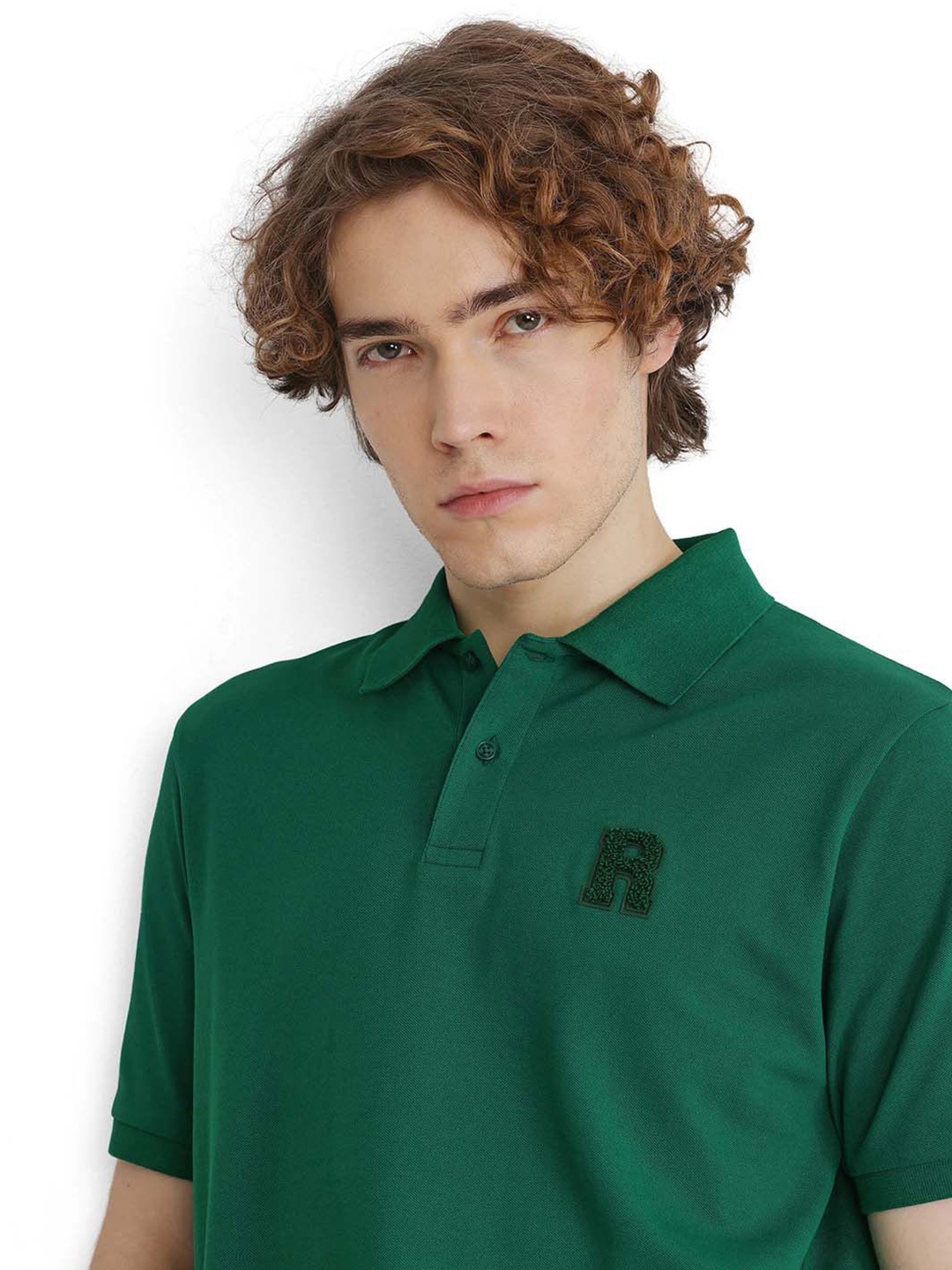 

RARE RABBIT Men Solid Polo Collar Cotton T-shirt, Olive