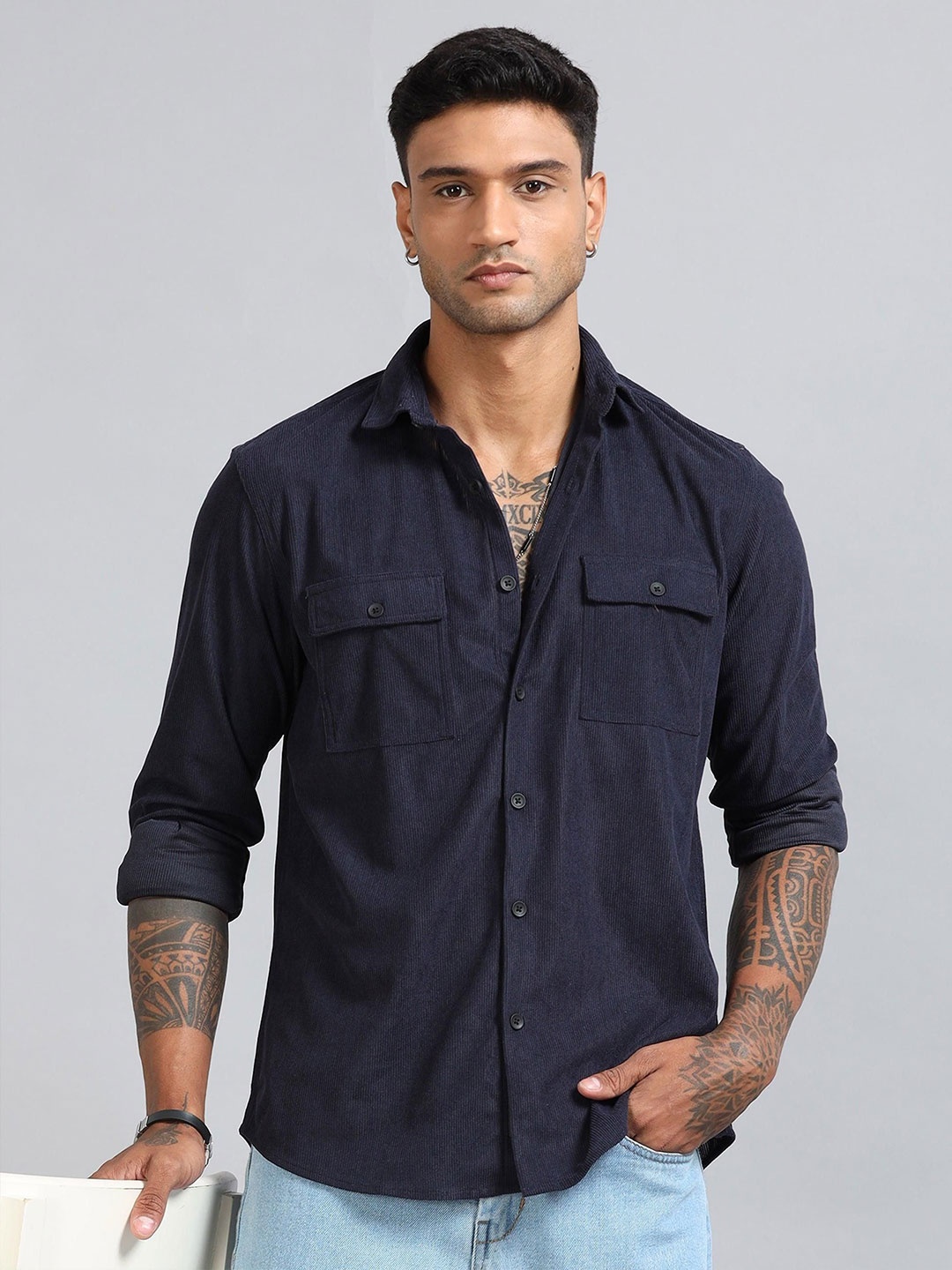 

HOUSE OF MAHNOTS Men Classic Opaque Casual Shirt, Blue