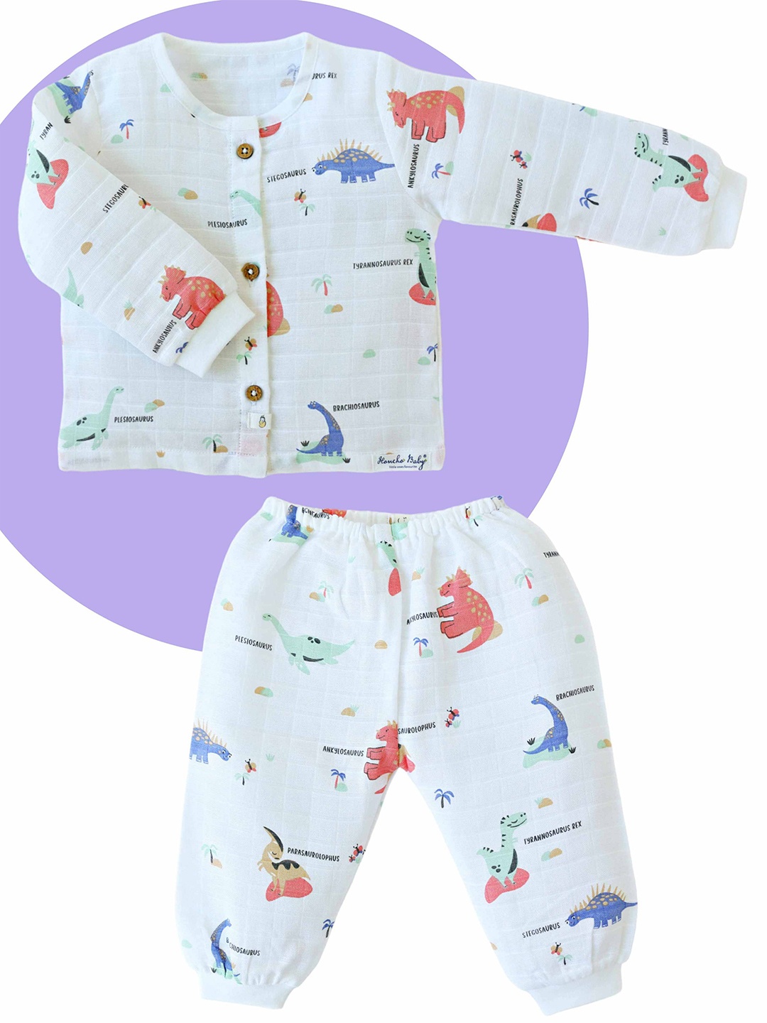 

Honcho Baby Unisex Kids Printed Top with Trousers, White