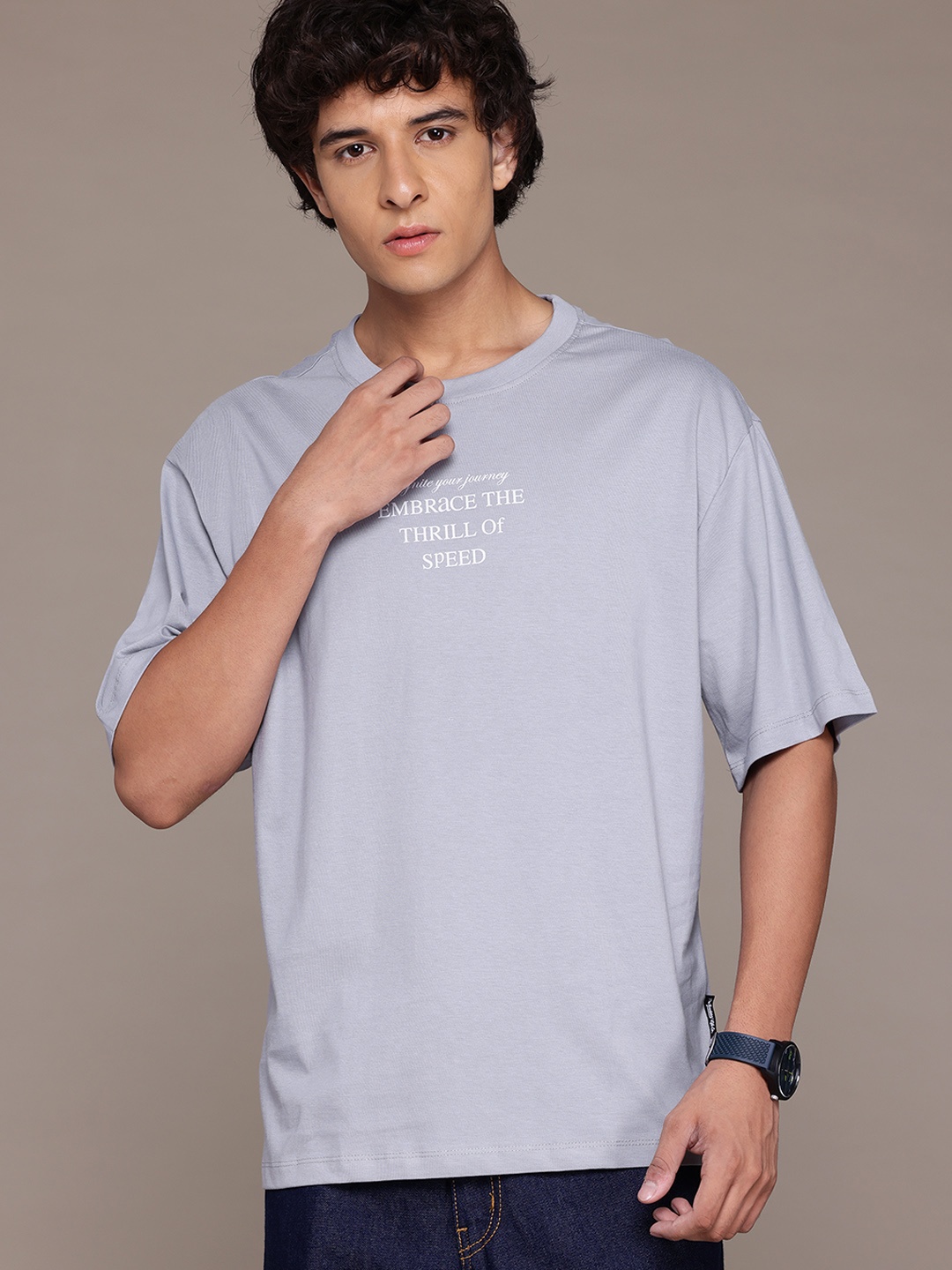 

The Roadster Lifestyle Co. Typography Pure Cotton Relaxed T-shirt, Grey